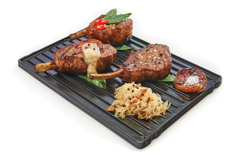 GrillPro شواية برو 91212 مقلاة حديد زهر مطلية بالبلاط، أسود - Image 4